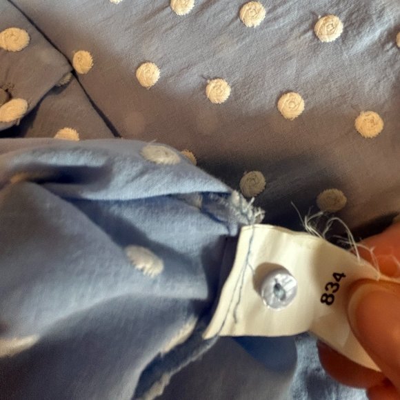 ZARA Light Blue EMBROIDERED POLKA DOT SHIRT Long Sleeve Sz M - Picture 7 of 7